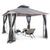 Bigget 11'x13' Outdoor Gazebo Tent with Double Roof, Patio Gazebo with Mosquito Netting, Patio Canopy for Backyard, Garden, Lawn and Deck, Grey - 2 of 4