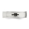 Black Bow Jewelry 6mm Rhodium Plated Sterling Silver Enamel Cross Grooved Edge Band - image 3 of 4