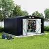 Galvanized Steel Outdoor Storage Shed 8x10FT, Metal Tool Shed with Lockable Door & Air Vent, Brown/Grey for Garden Patio Lawn（with Lights） - 4 of 4