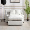 Lazy Sofa Couch Chaise Lounge Single Sofa Cloud Sleeper Sofa Corduroy/Chenille Upholstered Accent Chair Daybed, Beige/Black/Green/Blue-ModernLuxe - 3 of 4