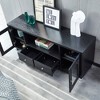 48" Wood Grain Finish TV Stand with Storage Cabinet for Living Room and Bedroom, MDF with Metal Legs, Cable Management, and Tempered Glass Doors - 3 of 4