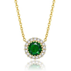 Two-Tone Necklace with Round Colored Cubic Zirconia and Gold Link Chain A Vibrant and Elegant Design Featuring Sparkling Colored Stones. - 1 of 3