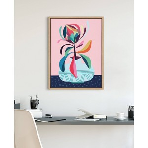 18" x 24" Sylvie Mid Century Modern Protea by Rachel Lee Framed Wall Canvas - Kate & Laurel All Things Decor - 1 of 4