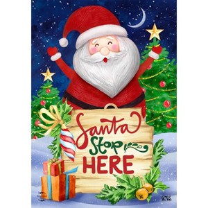 Santa Stop Here Christmas Double-Sided House Flag Presents Holiday 28" x 40" Briarwood Lane - 1 of 4