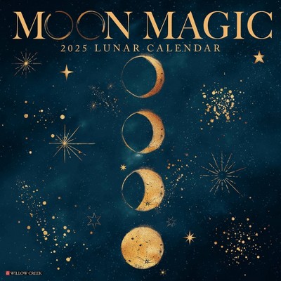 Willow Creek Press Moon Magic 2025 Wall Calendar: Monthly 12x12" Blue Paper, All Ages, Sewn Binding