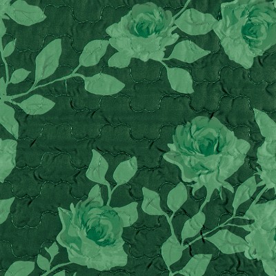 Green Floral Scalloped Edge Pillow Sham