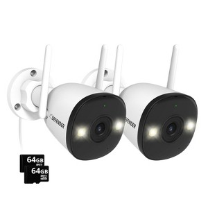 AI POWERED 4K Guard Pro Wi-Fi 6 Plug-in Security Camera with 64GB SD Card, 2 Pack - 1 of 4