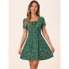 Allegra K Women's Printed Summer Casual Square Neck Short Sleeve Fit and Flare Dress - 2 of 4