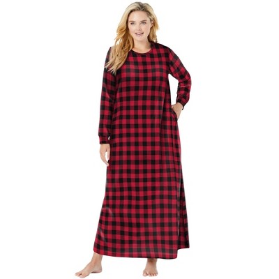Dreams & Co. Women's Plus Size Cotton Flannel Lounger House Dress or  Nightgown - 14/16, Classic Red Snowflake Multicolored at  Women's  Clothing store