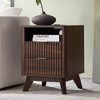 18" Modern Fluted Nightstand with Charging Station, Side Table with Faux Marble Top for Bedroom, Living Room - 2 of 4