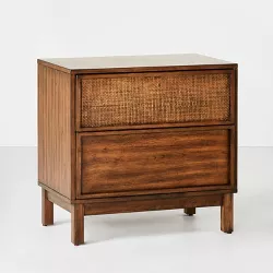 Wood & Cane Transitional Nightstand Brown - Hearth & Hand™ with Magnolia