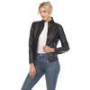 Women's Classic Biker Faux Leather Jacket - White Mark - 2 of 4