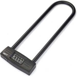 U Bike Lock - Heavy Duty Combination Lock for Motorcycle Wheel, Office Door, Fence & Gate - Resettable, Long Combination U-Lock in Black - Steel/Zinc/ - 1 of 4
