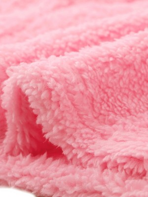 Small Pink Fuzzy Fleece 3-Piece Lounge Set with Crop Top