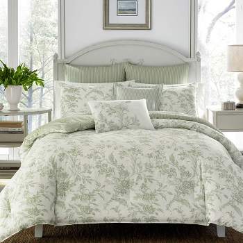 Laura Ashley 7pc Full/queen Bramble Floral 100% Cotton Comforter