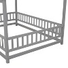 DOMETOUR Full Size Floor Wooden Bed with House Roof Frame, Fence Guardrails ,Grey(Old SKU:W50471474) - 4 of 4