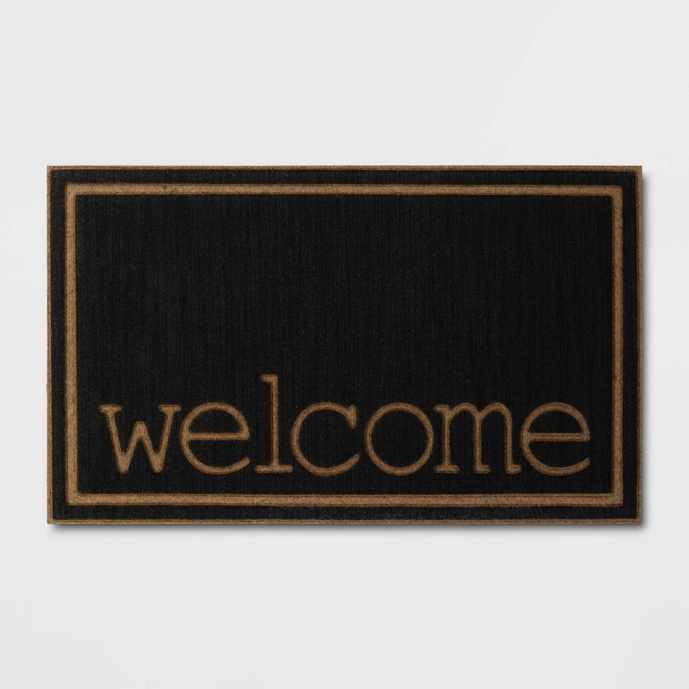 Photos - Doormat 1'6"x2'6" 'Welcome' Embossed  Black - Threshold™