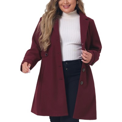 Agnes Orinda Women's Plus Size Trendy Long Sleeve Side Pockets Elegant Winter Overcoats