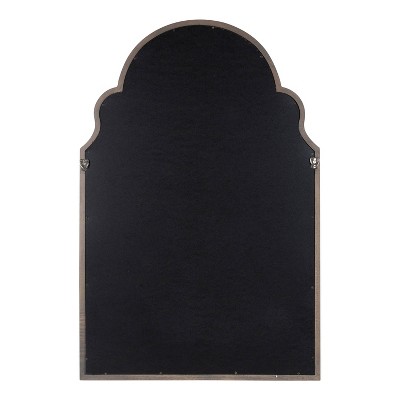 Gray Wood Moroccan-Inspired Arched Vanity Mirror