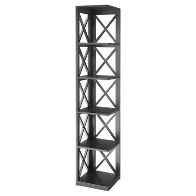 63.75" Oxford 5 Tier Corner Bookcase Black - Breighton Home