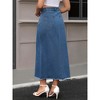 INSPIRE CHIC Women's Denim A Line High Waisted Raw Hem Casual Maxi Skirt - 4 of 4