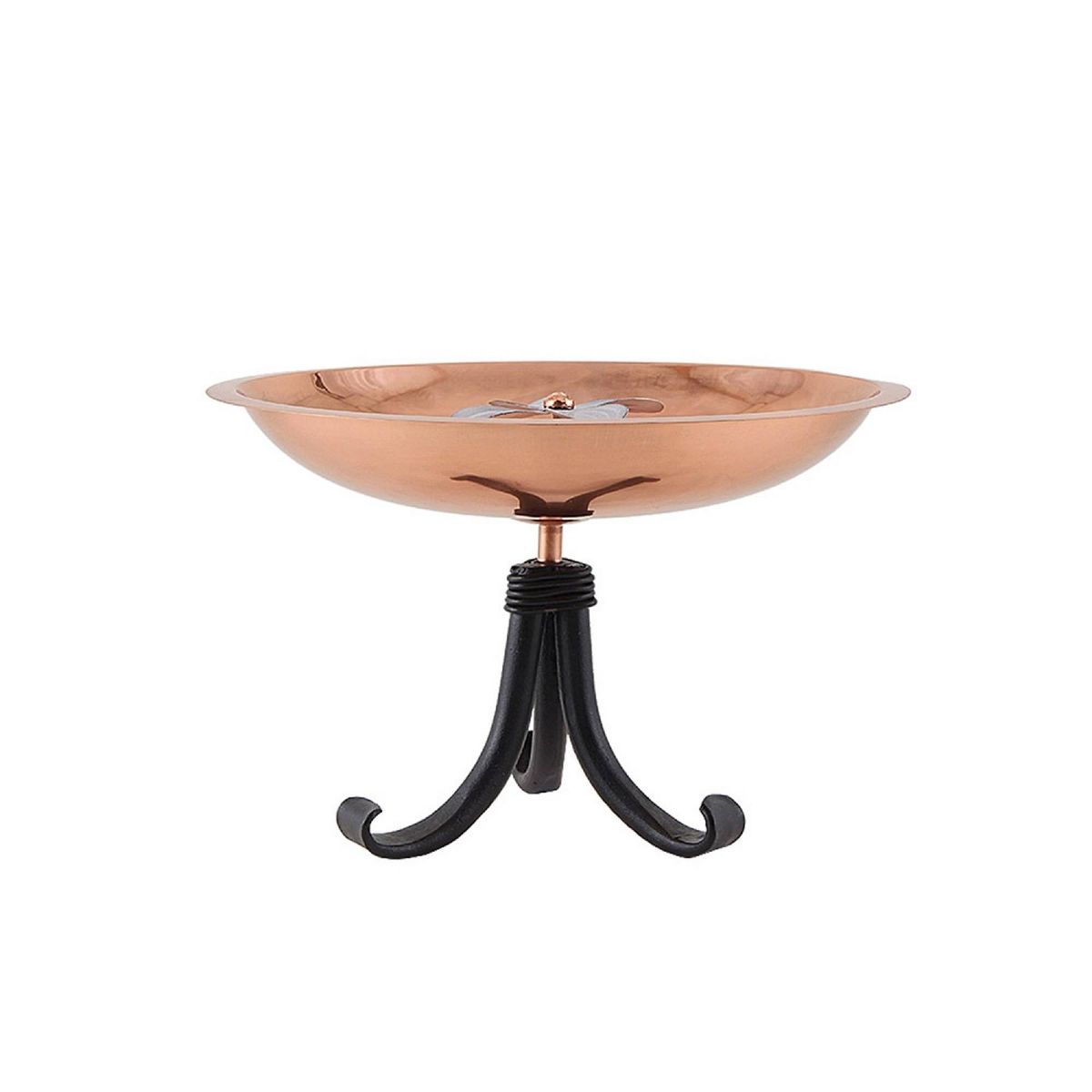 Achla Designs 8" Dogwood Garden Birdbath, Copper Plated/Patina Finish, Tripod Stand: Stainless Steel, Freestanding - thumbnail 2