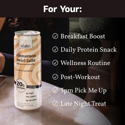 Slate Milk Cinnamon Swirl Latte High Protein Iced Coffee - 11 fl oz Can