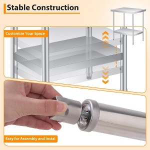Stainless Steel Storage Table with Gloves, Cloth, Full Stainless Steel Work Table, Heavy Duty Durable Metal Storage, Food Prep Table - 1 of 4