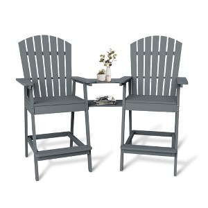 Patio Tall Adirondack Chairs with Connecting Tray, High Back, for Deck, Balcony, Backyard, Bar, Set of 2 - 1 of 4