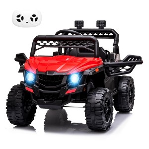 12V Ride On UTV, Electric Powered Wheel Vehicle for Toddlers with Parental Remote Control,4 Wheels Spring Suspension,LED Lights,Music - 1 of 4