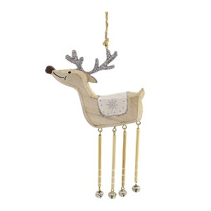 7.0 Inch Deer With Glitter Antlers Bells Dangle Legs Tree Ornaments - 1 of 3