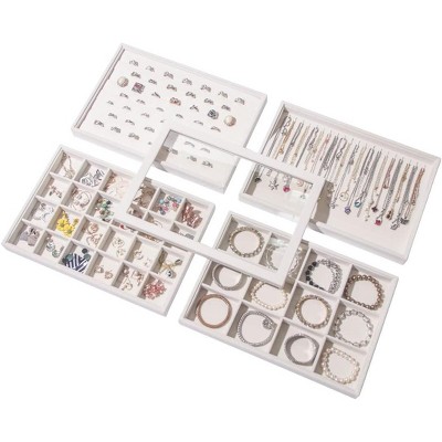 2-Piece Stackable 24-Grid Jewelry Organizer Tray Set for Multiple Jewelry Types
