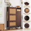 Rattan Shoe Cabinet with 3 Flip Drawers, Freestanding 4-Tier Shoe Storage Organizer with Adjustable Shelves - 4 of 4