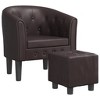 VidaXL Tub Chair with Footstool Brown Faux Leather - 2 of 4