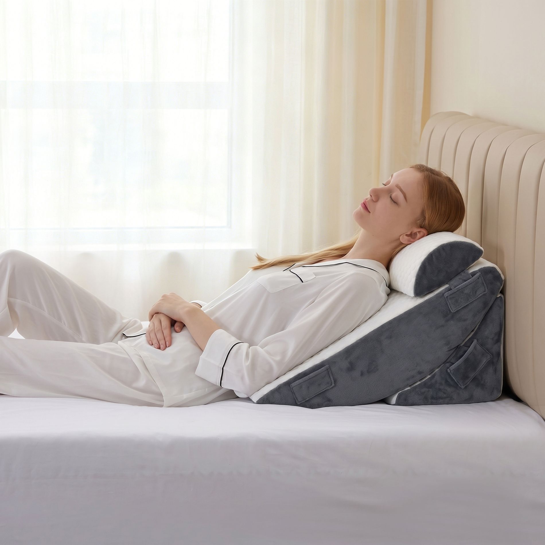 Peace Nest 3-Piece Adjustable Bed Wedge Pillow Set with Removable Washable Cover