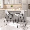 Faux Leather Counter Stool 35.6" H, White With Black Powder Coated Steel Frame and Armrests by Zuo Modern (Set of 2) - 3 of 4