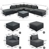 VisioGear 8-Pieces Outdoor Patio Furniture Sets, Garden Conversation Sofa Set, Single Sofa Combinable, Gray & Black, 111.8"*29.5"*25.6" - 3 of 4