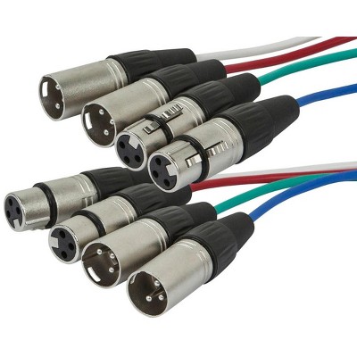 Monoprice 4-Channel XLR Male to XLR Female Snake 26AWG Cable C/d - 20 Feet With 4 Balanced Mono / Unbalanced Stereo Lines