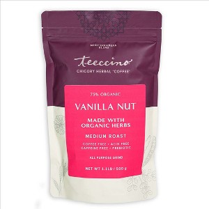 Teeccino Vanilla Nut Chicory Coffee Alternative, Medium Roast - Ground Herbal Coffee That’s Prebiotic, Caffeine Free & Acid Free - 1 of 4