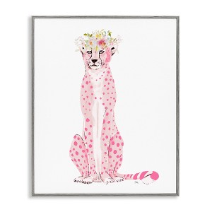 Stupell Industries Pink Leopard Floral Garland Framed Giclee Art - 1 of 4