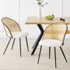 Bekrvio Mid-Century Modern Rattan Dining Chairs Set of 2/4,PU leather/Boucle Upholstered Kitchen Chairs with Cane Back and Metal Leqs for Dining Room - 4 of 4