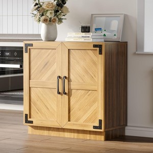 31.5" Farmhouse Sideboard Buffet Cabinet with Storage, Modern Farmhouse Coffee Bar with Doors and Adjustable Shelf, Kitchen Storage Cabinets - 1 of 4