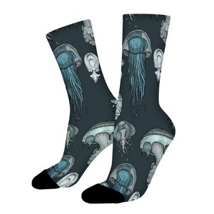 Ocean Organisms Jellyfish Women Printed Crew Socks Funny Funky Socks Soft Polyester Novelty Gifts for Artists Men - 1 of 1