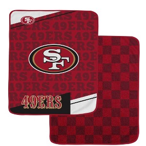 NFL San Francisco 49ers Diagonal Ghost Checker Double Sided Ultra Cozy Blanket - 1 of 3