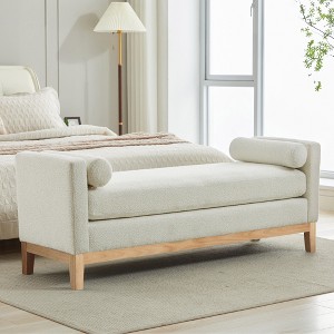 Hrinhom 66.3"W Boucle Upholstered Bedroom Bench With Pillows for Entryway,Living Room - 1 of 4