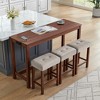 KWPZQEB 59-Inch Bar Table Set with 3 Padded Stools, Dining Table with Power Outlet, 4 Piece Bar Table and Chairs Set for Kitchen, Living Room - 3 of 4