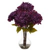 Nearly Natural Dahlia Silk Arrangement with Glass Vase, Orange - 4 of 4