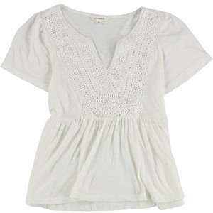 Lucky Brand Womens Crochet Accented Top Baby Doll Blouse - 1 of 2