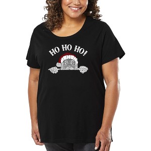 LA Pop Art Peeking Santa - Women's Word Art T-Shirt - 1 of 4
