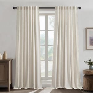 Topfinel Linen Back Tab Curtains,Light Filtering Curtain, Thick Linen Textured Semi Sheer Drapes(Set of 2,With Hooks) - 1 of 4